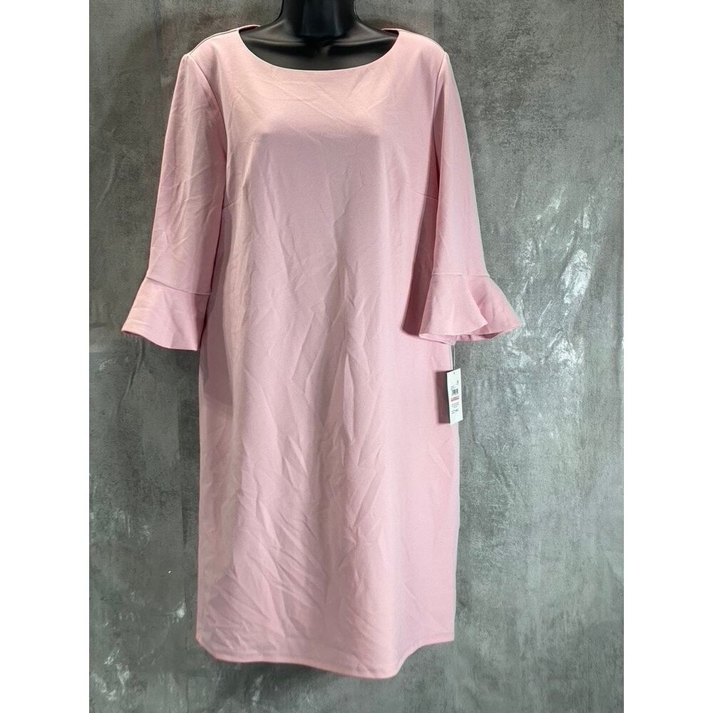 KASPER Women's Salmon Pink 3/4 Ruffle-Sleeve Sheath Knee-Length Dress SZ 10